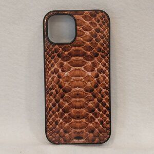 iPhone 15 Case Cover Brown Python Snake Skin Print Animal Print